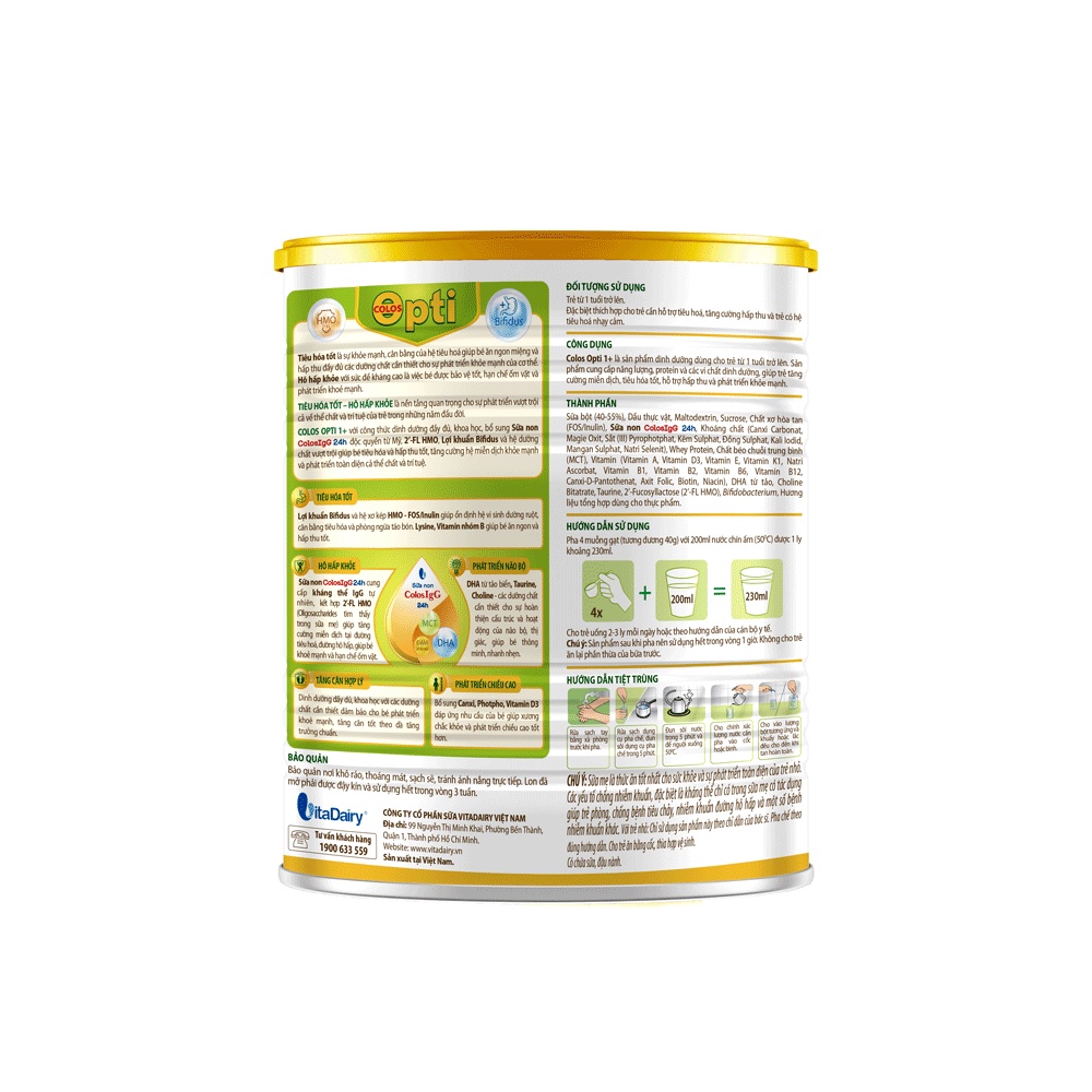 Sữa bột Colos Opti 0+ 800g - VitaDairy