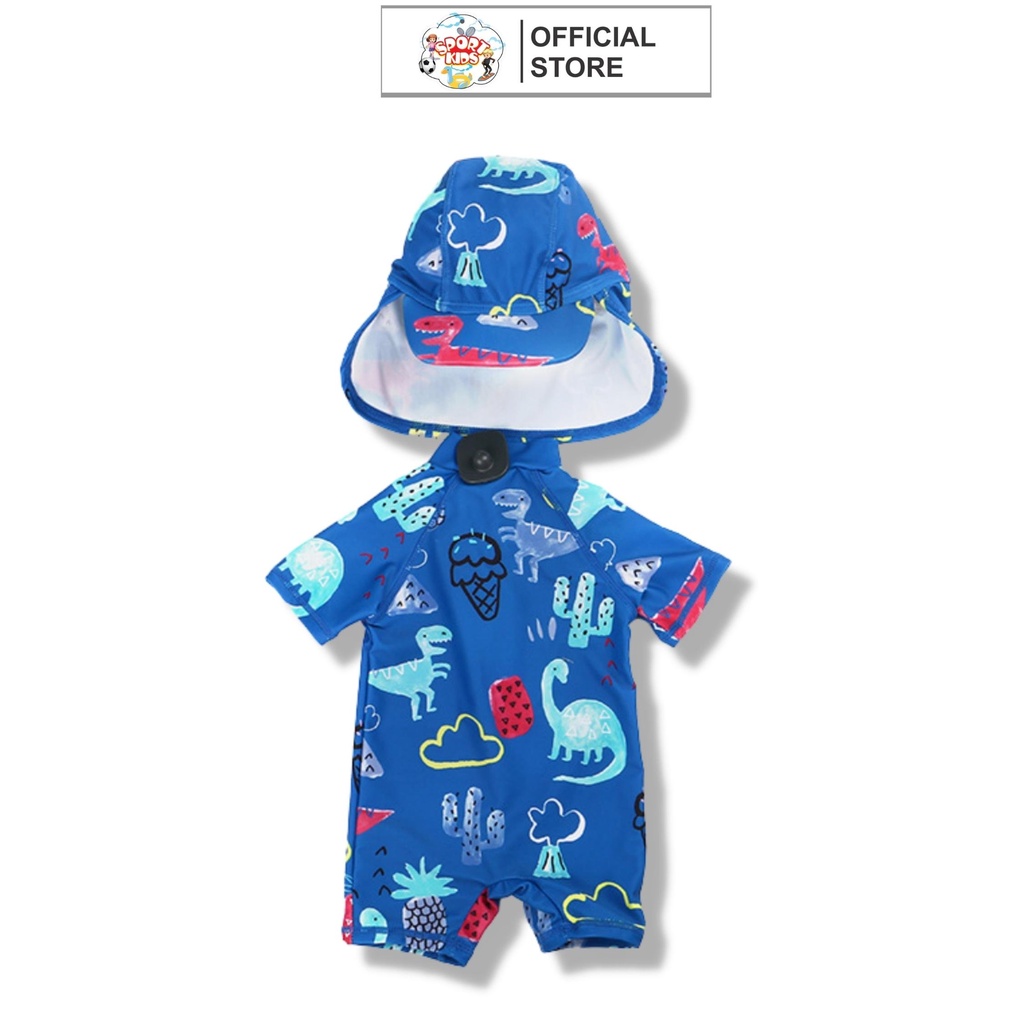 Bộ Đồ bơi trẻ em Kèm mũ che gáy hình Khủng long, Áo bơi cho bé - SPORTKIDS