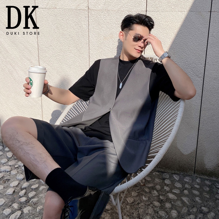 Áo khoác gile blazer nam màu xám cực ngầu - DUKI STORE