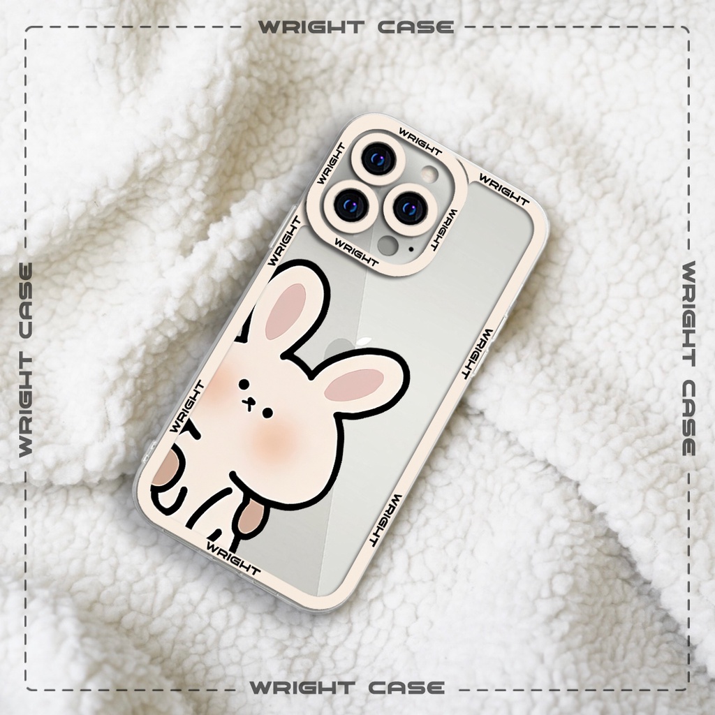 Ốp lưng iphone cạnh vuông cặp đôi gấu và thỏ đáng yêu Wrightcase 6splus/7plus/8/8plus/x/xs/11/12/pro/max/plus/promax
