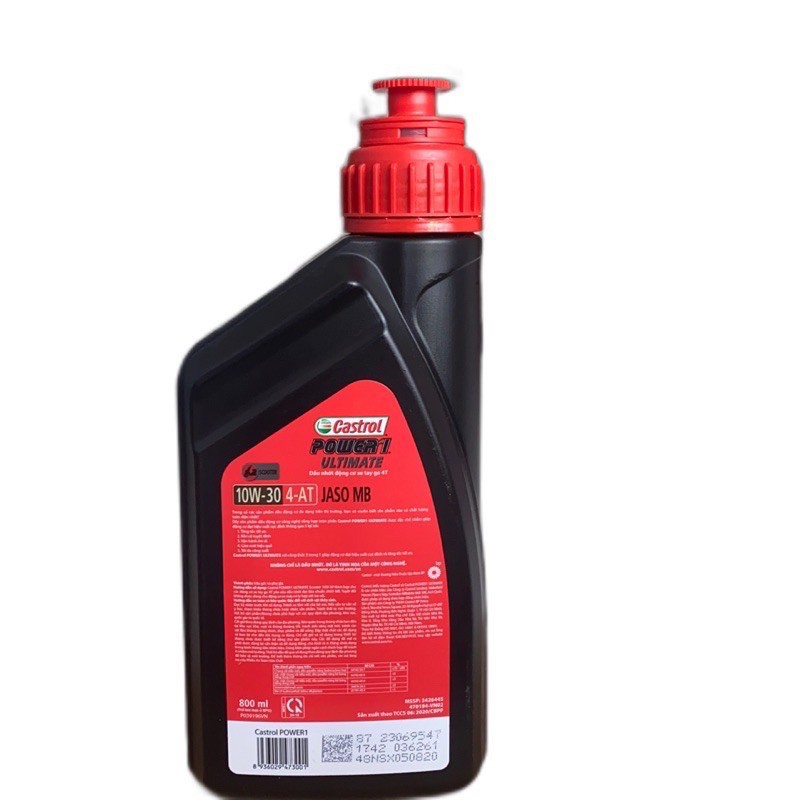 Castrol Power 1 Scooter 10W30 800ml - Nhớt tổng hợp toàn phần cao cấp cho xe tay ga (Mẫu mới)