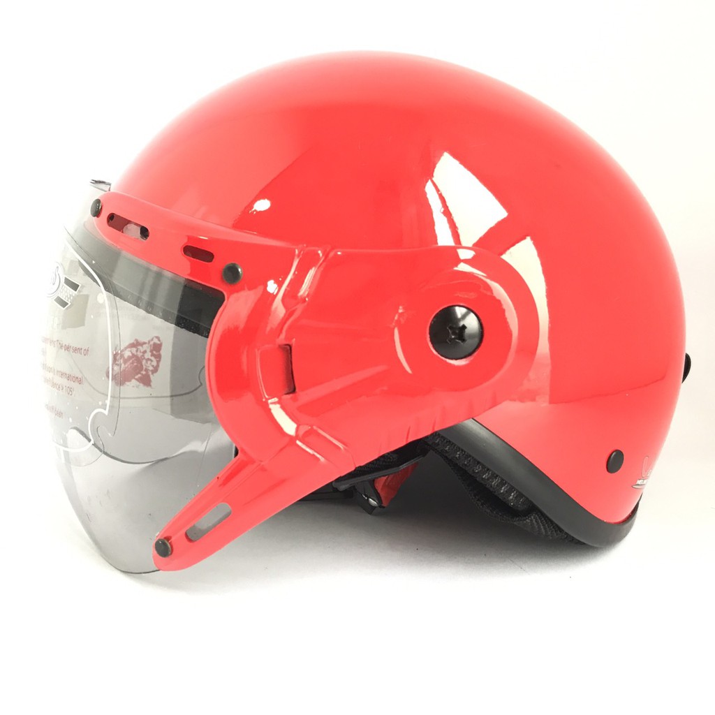Mũ bảo hiểm nửa đầu có kính siêu đẹp - VS105K đỏ bóng - Vòng đầu 56-58cm - Nón bảo hiểm 1/2 đầu V&amp;S Helmet