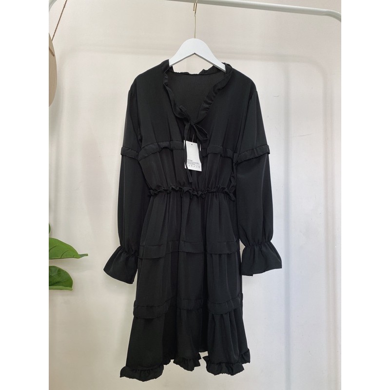 💃 Đầm Nữ Viền Bèo Buộc Nơ Dáng Ngắn 2 Màu | BigBuy360 - bigbuy360.vn