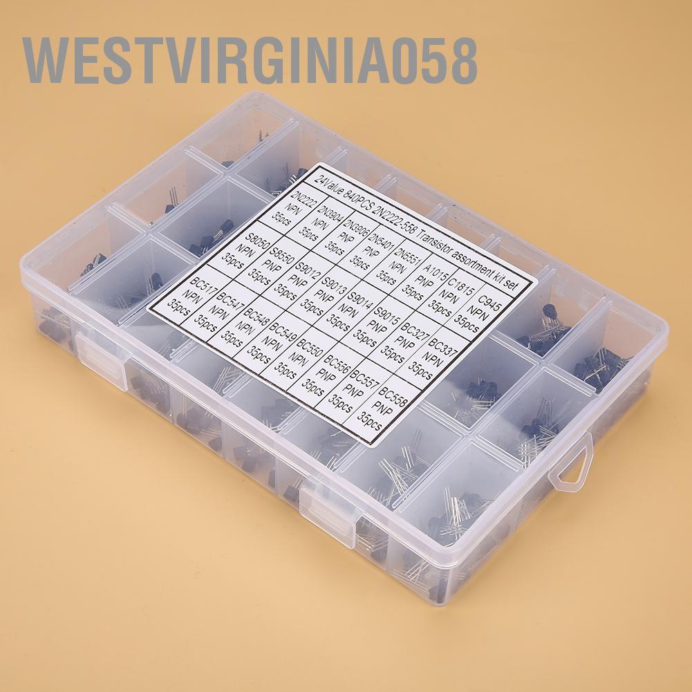 Westvirginia058 Westvirginia058 840pcs NPN PNP TO-92 2N2222A-BC558 Transistor Assortment DIY Kit