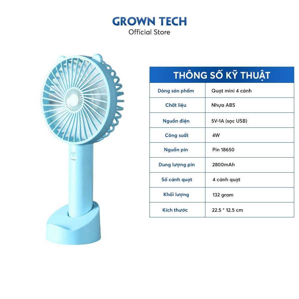 Quạt mini cầm tay tích điện N9 G01 3 tốc độ dùng 8h liên tục đế cố định để bàn