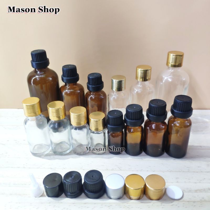 LỌ ĐỰNG TINH DẦU thủy tinh Nắp Vặn NHỎ GIỌT  5ml 10ml 15ml 20ml 30ml 50ml 100ml VỎ CHAI CHIẾT SERUM MỸ MĨ PHẨM TRONG/NÂU