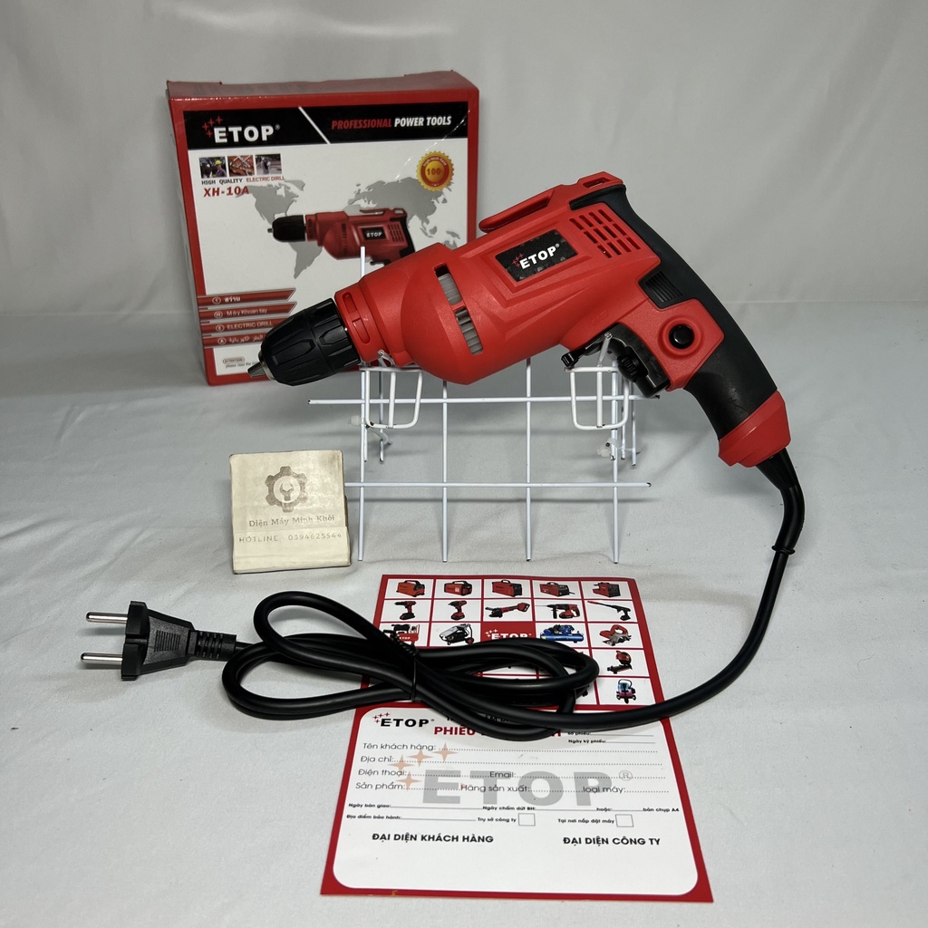 Máy khoan điện cầm tay ETOP 10MM XH-10T công suất 620W mini lõi đồng | Máy bắn vít, bắn tôn, khoan gỗ( Chính hãng)