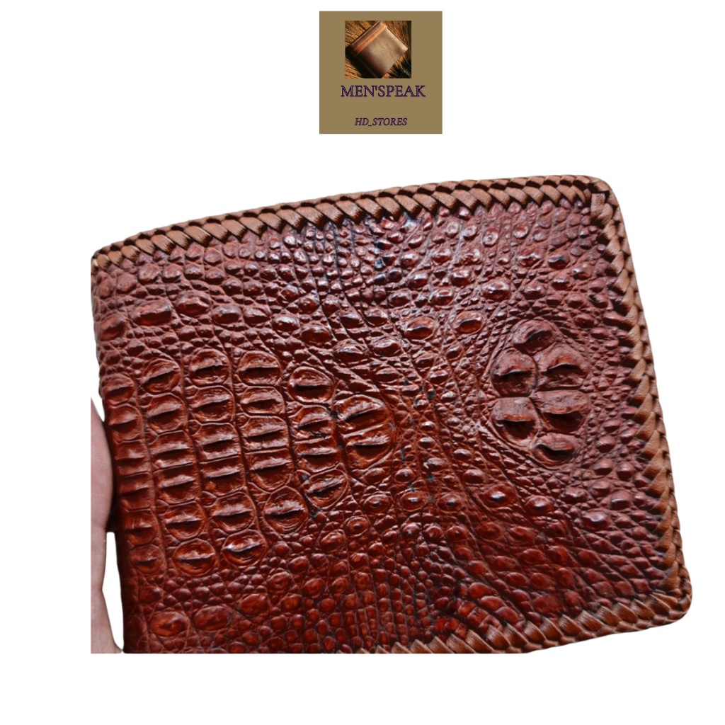 Ví nam nhỏ, ví nam chính hãng, bóp da cá sấu, ví nam cá sấu đan viền nguyên con.