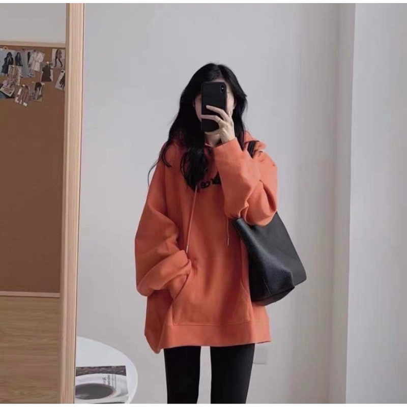 Set đồ nữ  Set áo hoodie màu cam quần legging dáng rộng unisex dành cho nữ mùa thu đông ấm áp PHULA ulzzang