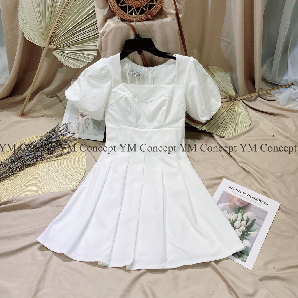 Đầm Tay Phồng Xếp Ly - D0405