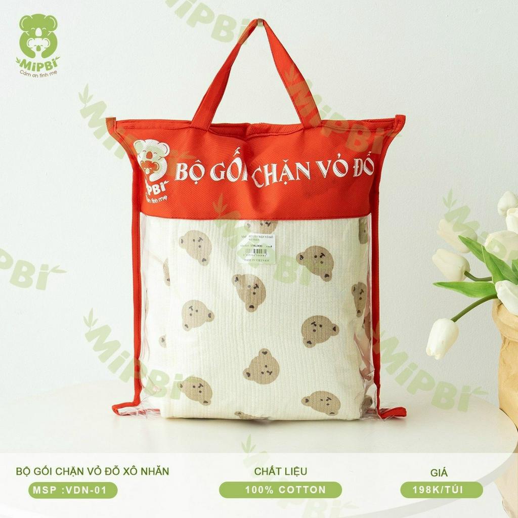 Bộ gối chặn vỏ đỗ cho bé Mipbi làm từ vải muslin trần 3 lớp và vỏ hạt đỗ giúp bé đỡ giật mình khi ngủ