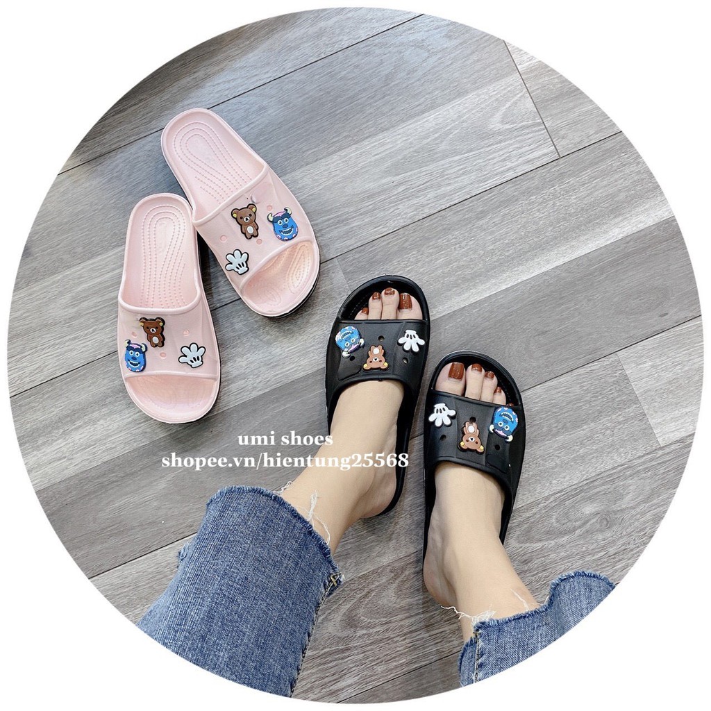 [TẶNG 6 TICKER+TÚI ZIP]Dép nữ thời trang croos quai ngang đế bằng ulzzang lê nhẹ chống nước đi mưa hot mới đi hè biển