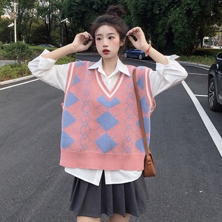 Set áo gile len phối sơmi trắng ulzzang