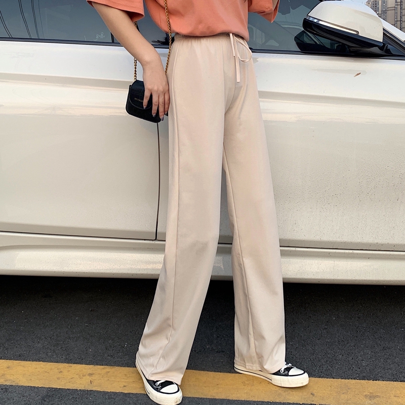 SUXI Quần ống rộng lưng cao theo phong cách Hàn Quốc retro năng động