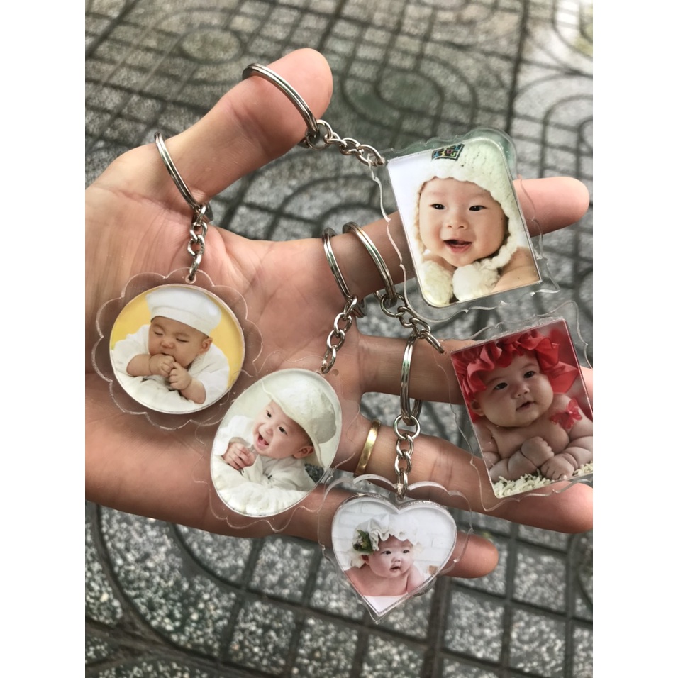 MÓC KHÓA viền hoa văn mica trong suốt  dày 6mm IN HÌNH THEO YÊU CẦU - chất liệu mica 3mm x 2 mặt = 6mm dày siêu đẹp, hàn