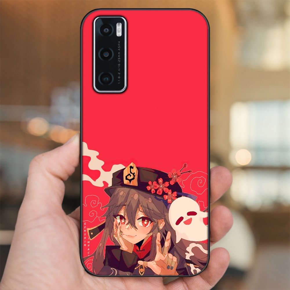 Ốp lưng Vivo V20 SE viền đen in hình Hutao Genshin Impact