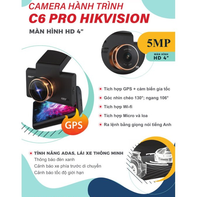 Camera hành trình C6pro Hikvision - Màn hình HD 4inch