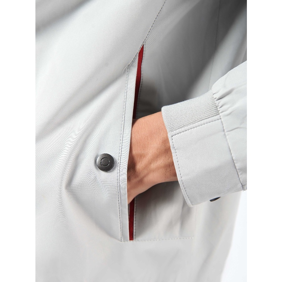 Áo khoác gió Nam Owen JK220707 jacket nhẹ 2 lớp màu xám trơn vải polyester cao cấp dáng suông cổ đứng bo tay và gấu