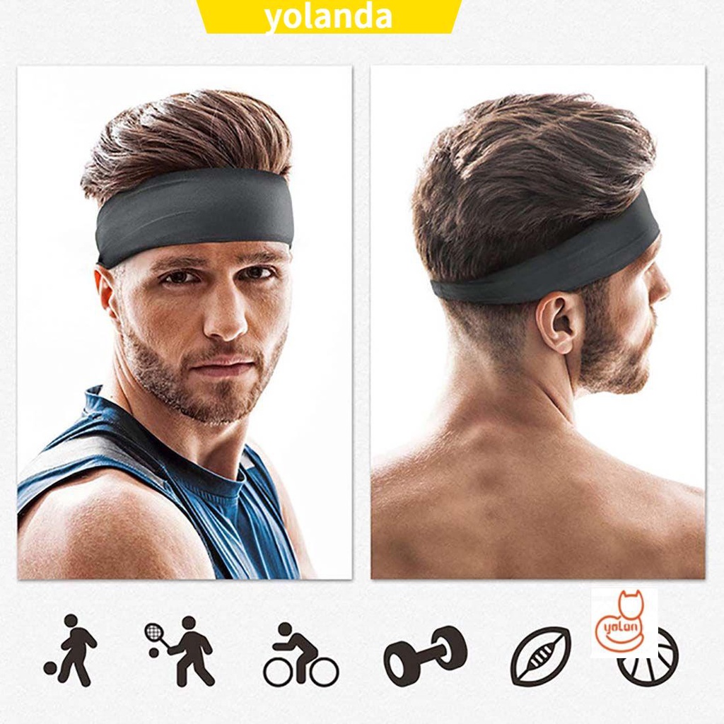 Set 1 / 4 Băng Đô Co Giãn Màu Sắc Trơn Dùng Để Tập Thể Thao / Yoga / Đạp Xe Dành Cho Nam