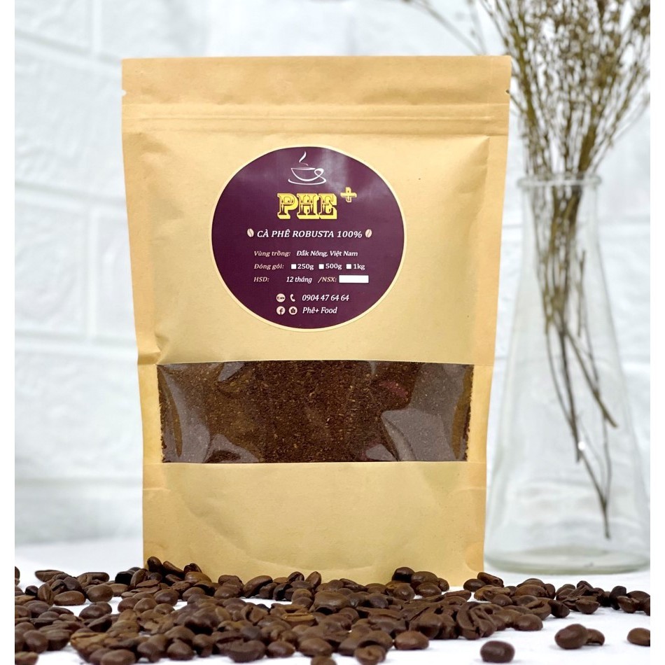 Cà phê Robusta 100% PHE+ 250gr & 500gr & 1kg - Cafe rang xay -Tây Nguyên