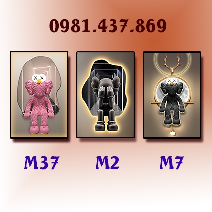 Tranh Gấu Bearbrick Tráng Gương Cao Cấp, Kaws Toy Treo Tường /game/ Gaming / Robot/ Siêu Anh Hùng