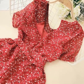 ĐẦM VOAN HOA ĐỎ