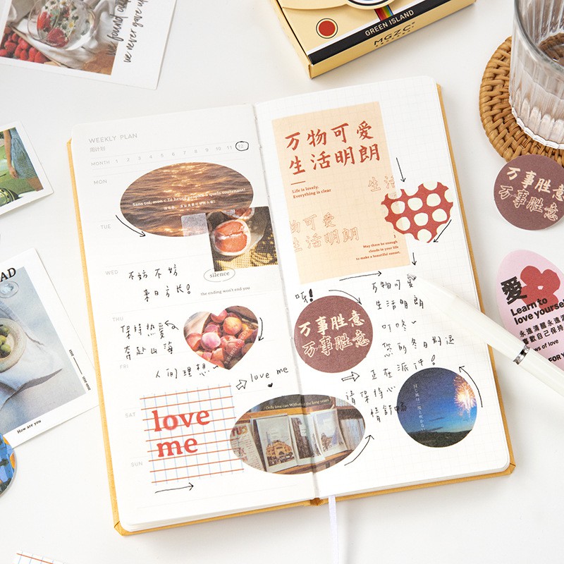 40 sticker vintage ảnh phong cảnh retro aesthetic hình dán decor trang trí sổ planner bullet journal dụng cụ dán Dream