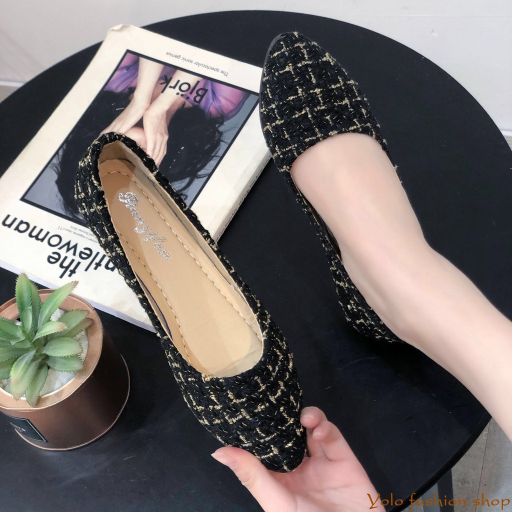 Giày bệt búp bê nữ vải dạ xinh xắn Hàng Quảng Châu cao cấp-CC12 | BigBuy360 - bigbuy360.vn