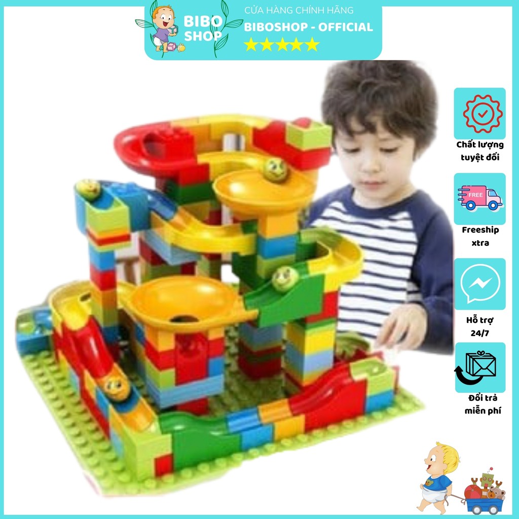 Bộ xếp hình cầu trượt Lego thả bi 166 - 336 chi tiết cho bé Đồ chơi xếp hình phát triển trí não