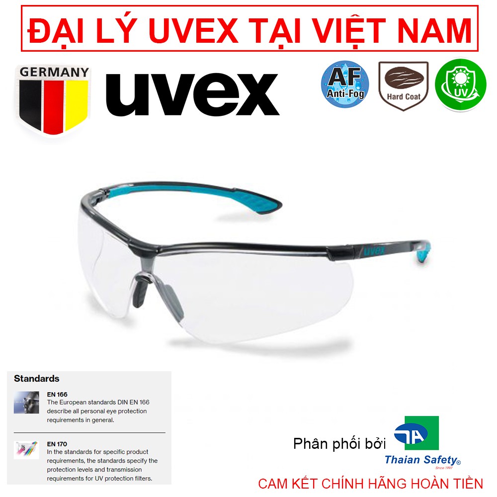 Kính Bảo Hộ Lao Động Uvex super 9193-376 Kính Bảo Hộ Trọng lượng cực nhẹ Tròng Chống Động Sương/ Trầy Kiểu Dáng Thể Thao