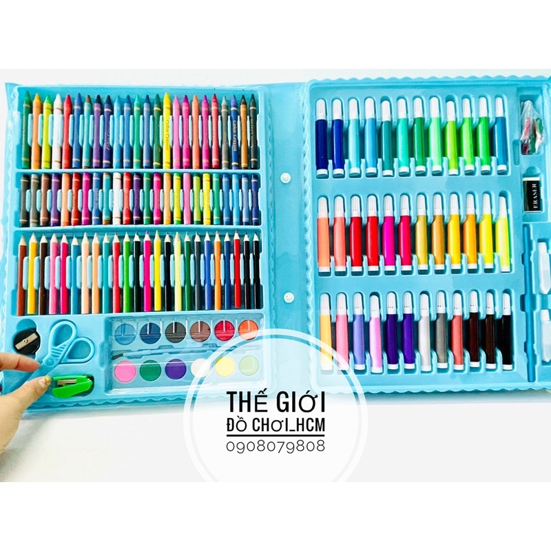 [HÀNG THẬT- CLIP THẬT] Đồ chơi hộp bút màu đa năng lớn 150 chi tiết dành cho bé yêu học vẽ, tô màu đầy sáng tạo.