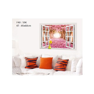 Decal Cửa Sổ Vườn Đào