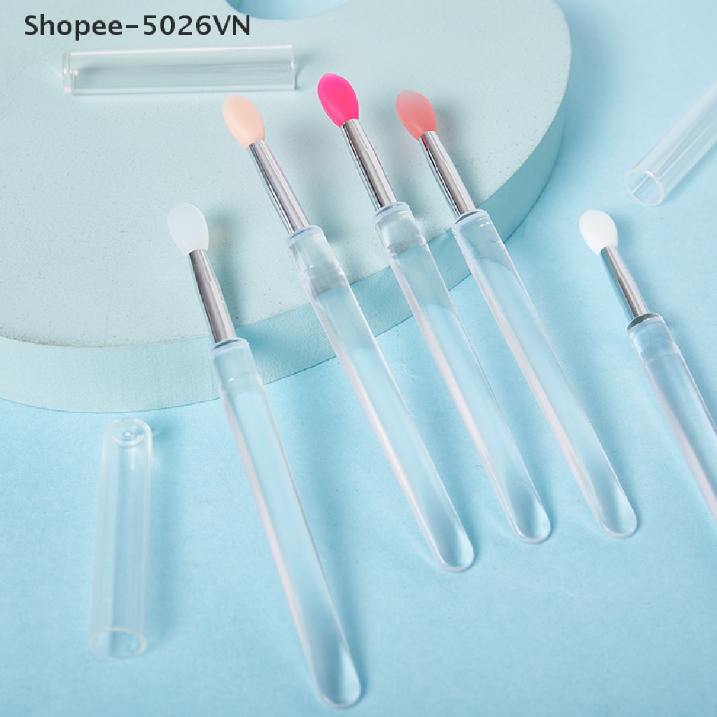 Set 2 Cọ Tô Son Bóng Bằng Silicone Kèm Nắp Đậy Chống Bụi