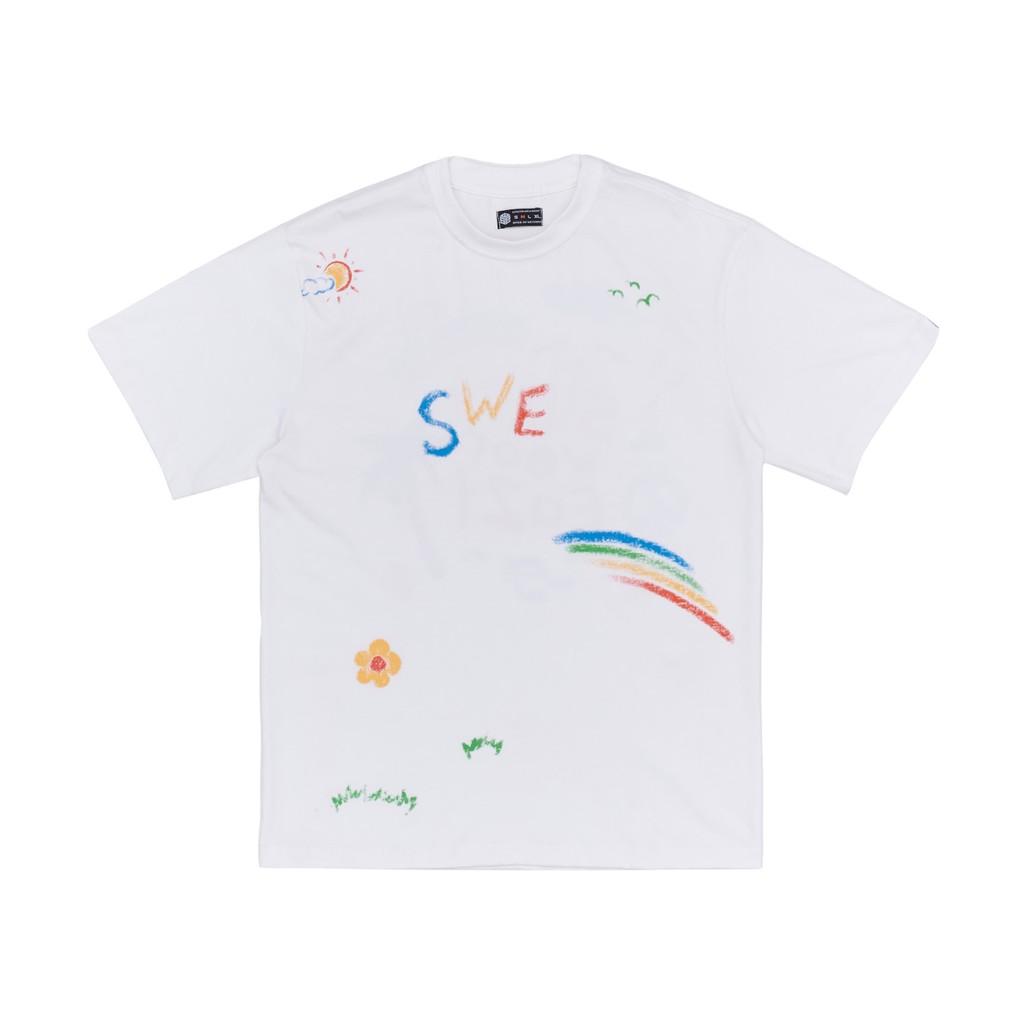 Áo thun nam nữ SWE CRAYON vWhite 100% cotton chính hãng thoáng mát