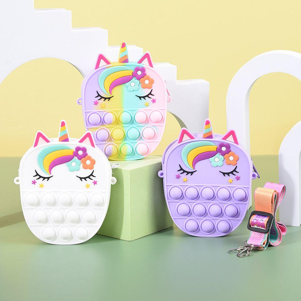 Mocho Túi Đeo Chéo Hình Kỳ Lân Bằng Silica Gel Có Khóa Kéo Chống Căng Thẳng