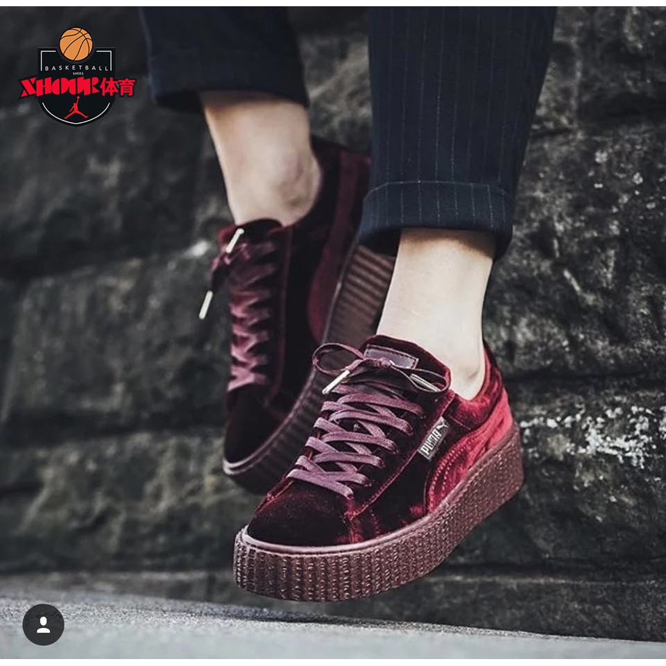Miễn phí giao hàng sẵn sàng giao hàng Giày nữ Puma Rihanna Creeper Da lộn tăng chiều cao