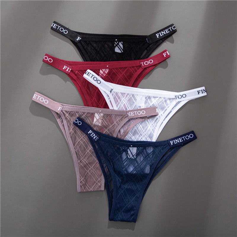 Cute Byte Bộ 4 Quần Lót Ren Lưới In Chữ Gợi Cảm Dễ Thương Cho Nữ