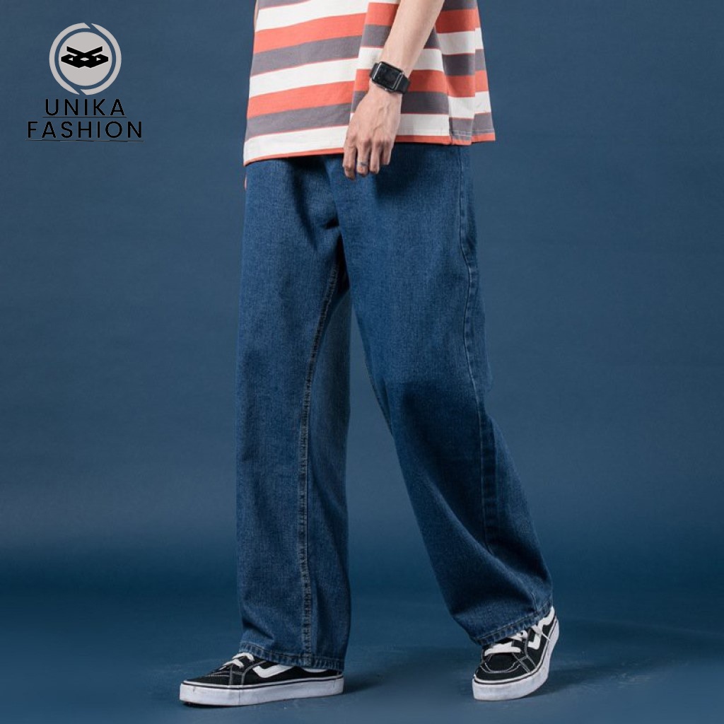 Quần jean Baggy nam chất bò ống rộng đen UNIKA FASHION QD04