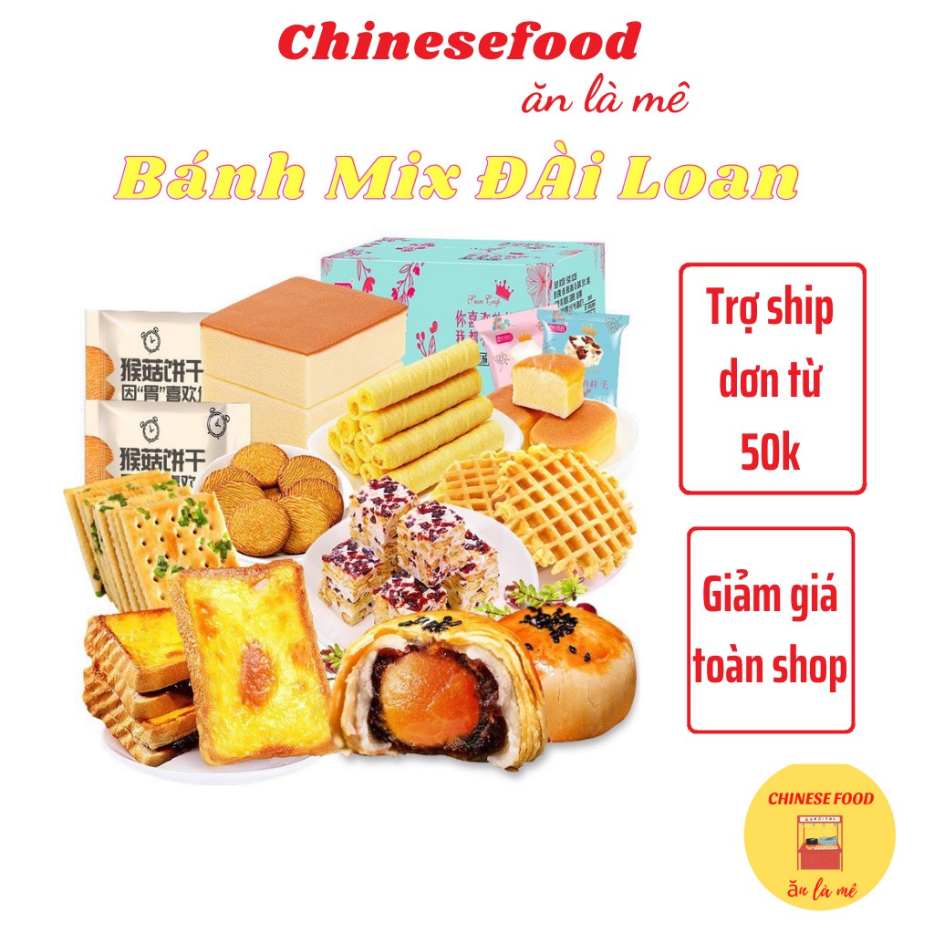 Bánh Mix Đài Loan Tổng Hợp Các Loại Đồ Ăn Vặt Trứng Chảy Ngàn Lớp Mochi Tam Giac Sữa Chua Shougong Mông To