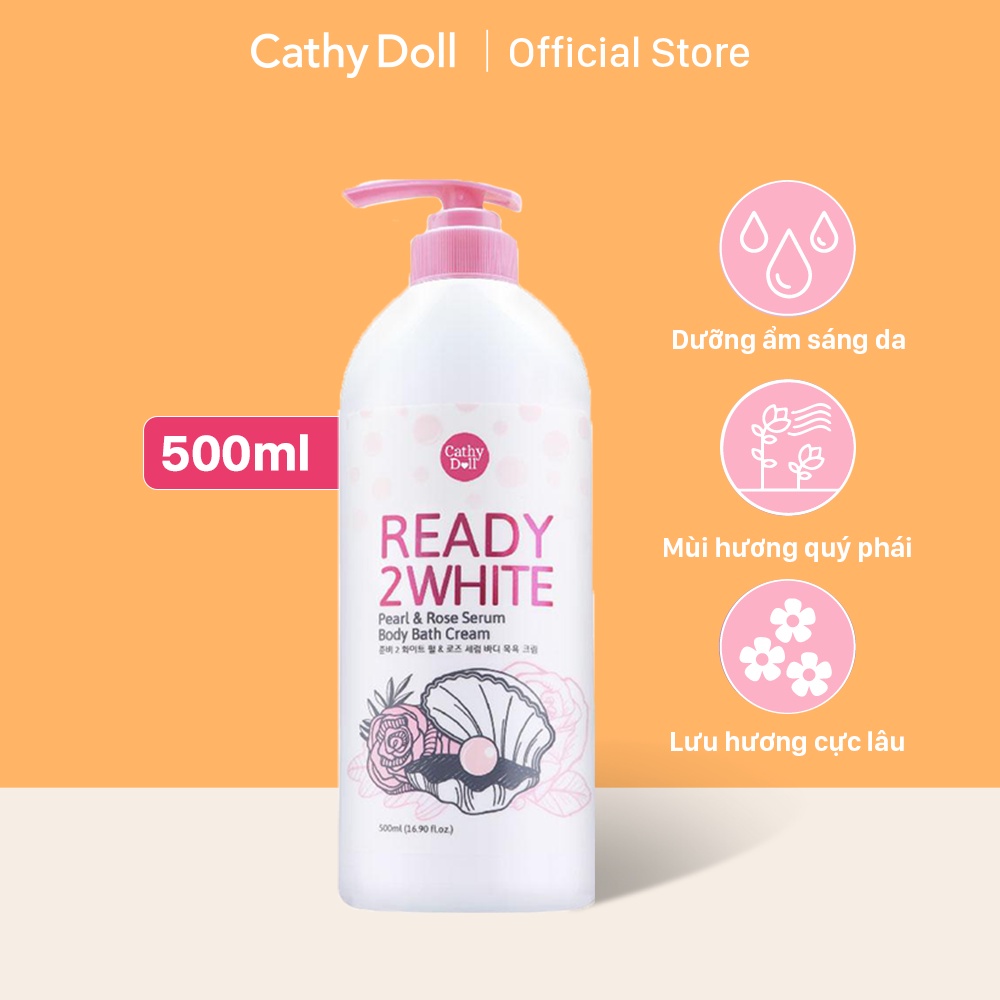 Sữa tắm trắng da ngọc trai &amp; hoa hồng Cathy Doll Pearl &amp; Rose Serum Body Bath Cream 500ml