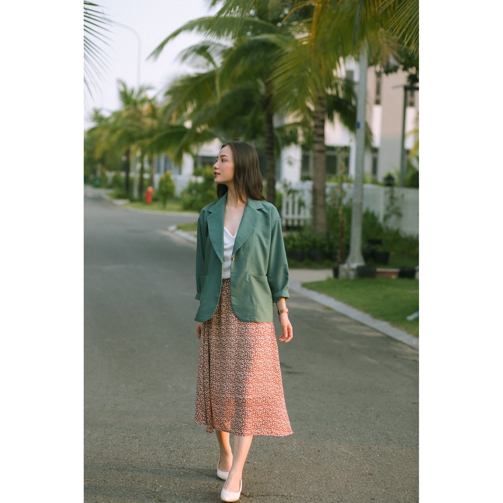 Áo blazer tay dài dáng rộng một lớp A210533 (Xanh đậm - Cam da - Đen) | BigBuy360 - bigbuy360.vn