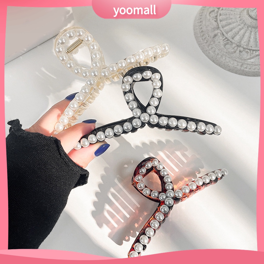 Yomall♡ Kẹp Tóc Càng Cua Đính Ngọc Trai Giả Kích Thước Lớn Cho Nữ