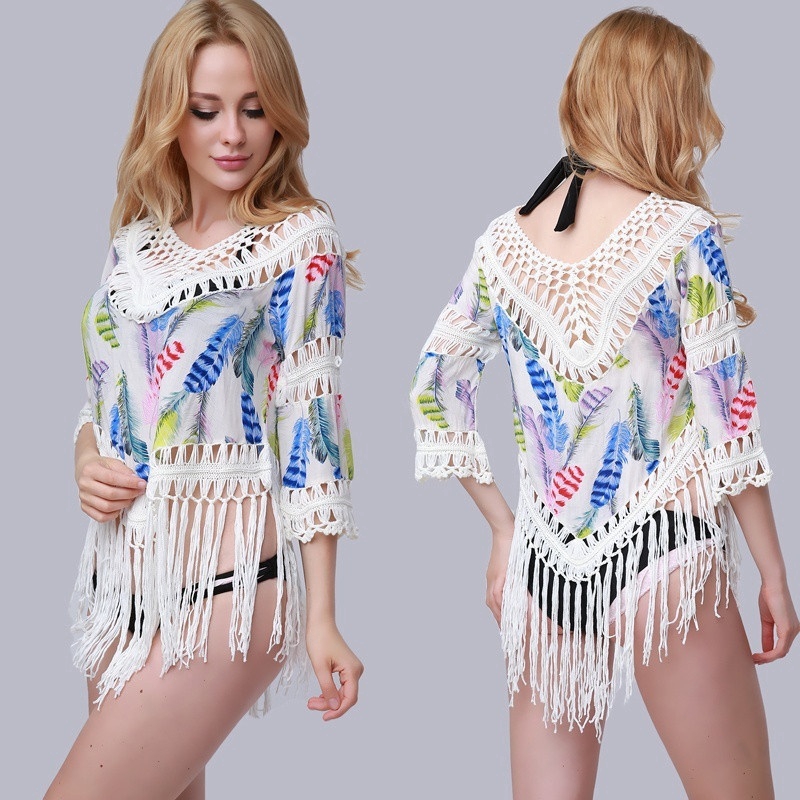 Áo mặc ngoài đồ bơi cổ V không dây chống nắng cho nữ | BigBuy360 - bigbuy360.vn