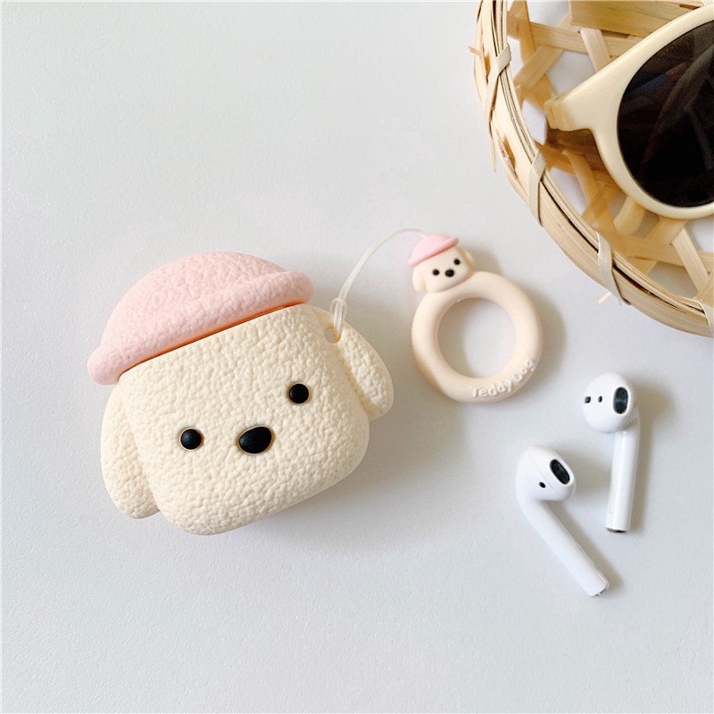 Vỏ Bọc Bảo Vệ Hộp Sạc Tai Nghe Bluetooth Hình Chó Bông Cho Airpods 1/2/pro