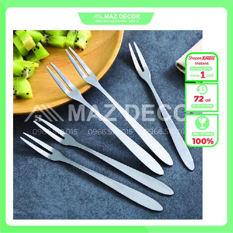 Giá sỉ tại xưởng Bộ 10 chiếc dĩa nĩa inox 2 răng ăn trái cây hoa quả dài 13 cm bền rẻ
