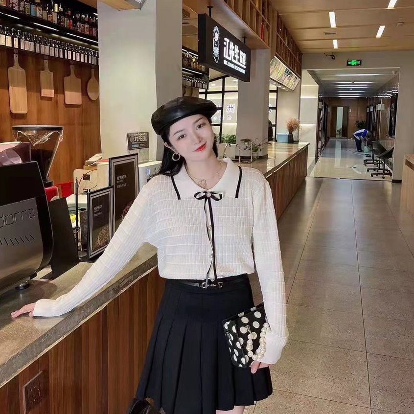 Áo len dập ô dài tay hàng Quảng Châu thời trang nữ - GUEM Clothes