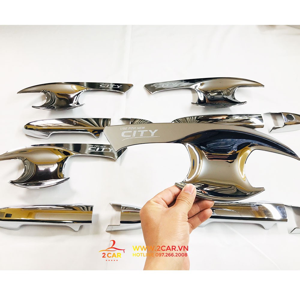 Bộ ốp tay nắm, hõm cửa xe Honda City 2015-2020, 2021 mạ crom cao cấp