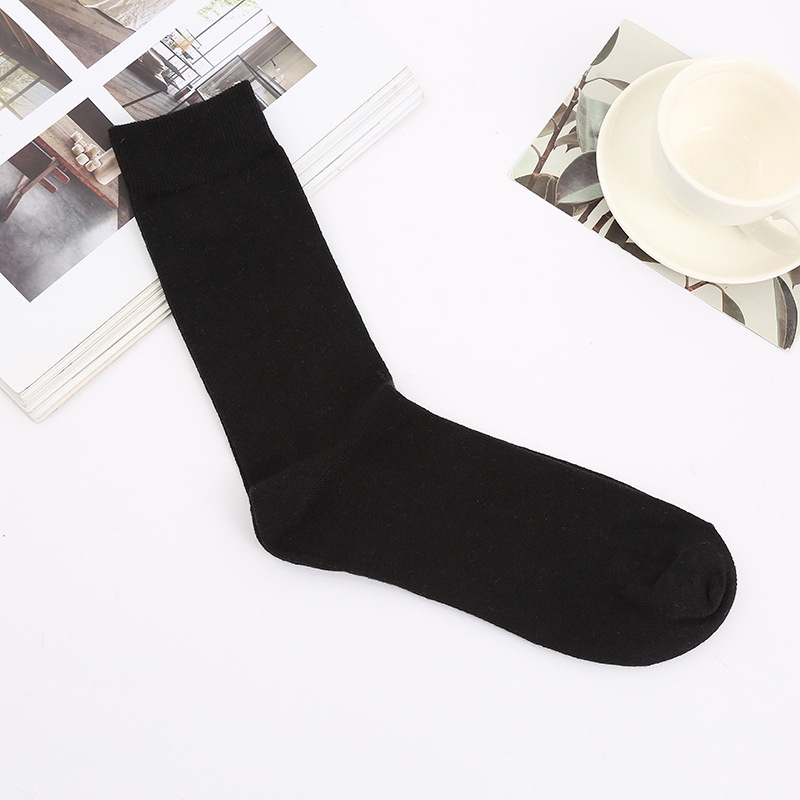Tất cổ cao vớ trơn nam BROO màu đen trắng phong cách basic, tất công sở đi giày tây cotton cao cấp