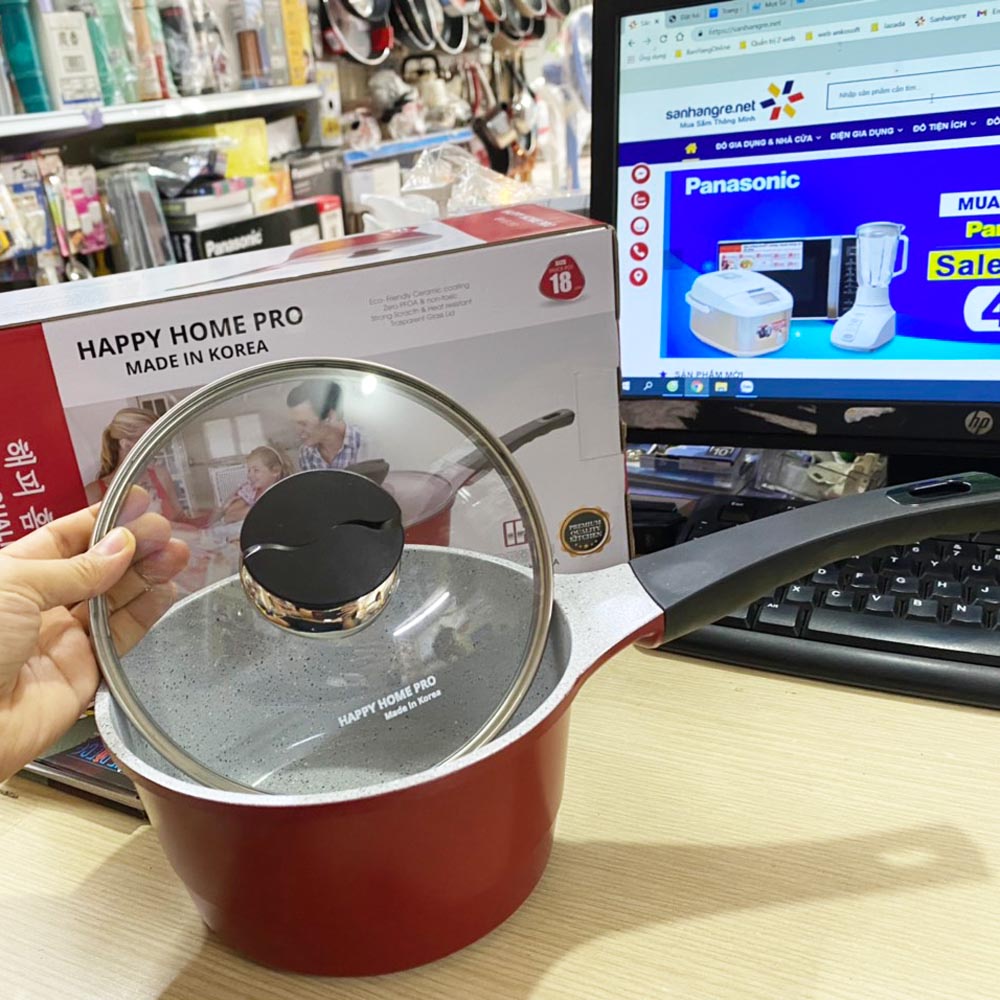 Quánh chống dính Orsay Happy Home Pro tráng sứ size 18cm - Made In Korea