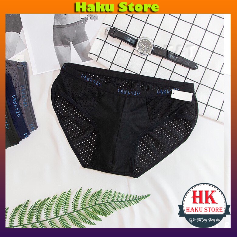 = 6 Quần Lót Nam thông hơi lưới Nhật, Quần Sịp Nam Chéo Kháng Khuẩn Thấm Hút Và Co Dãn Tốt